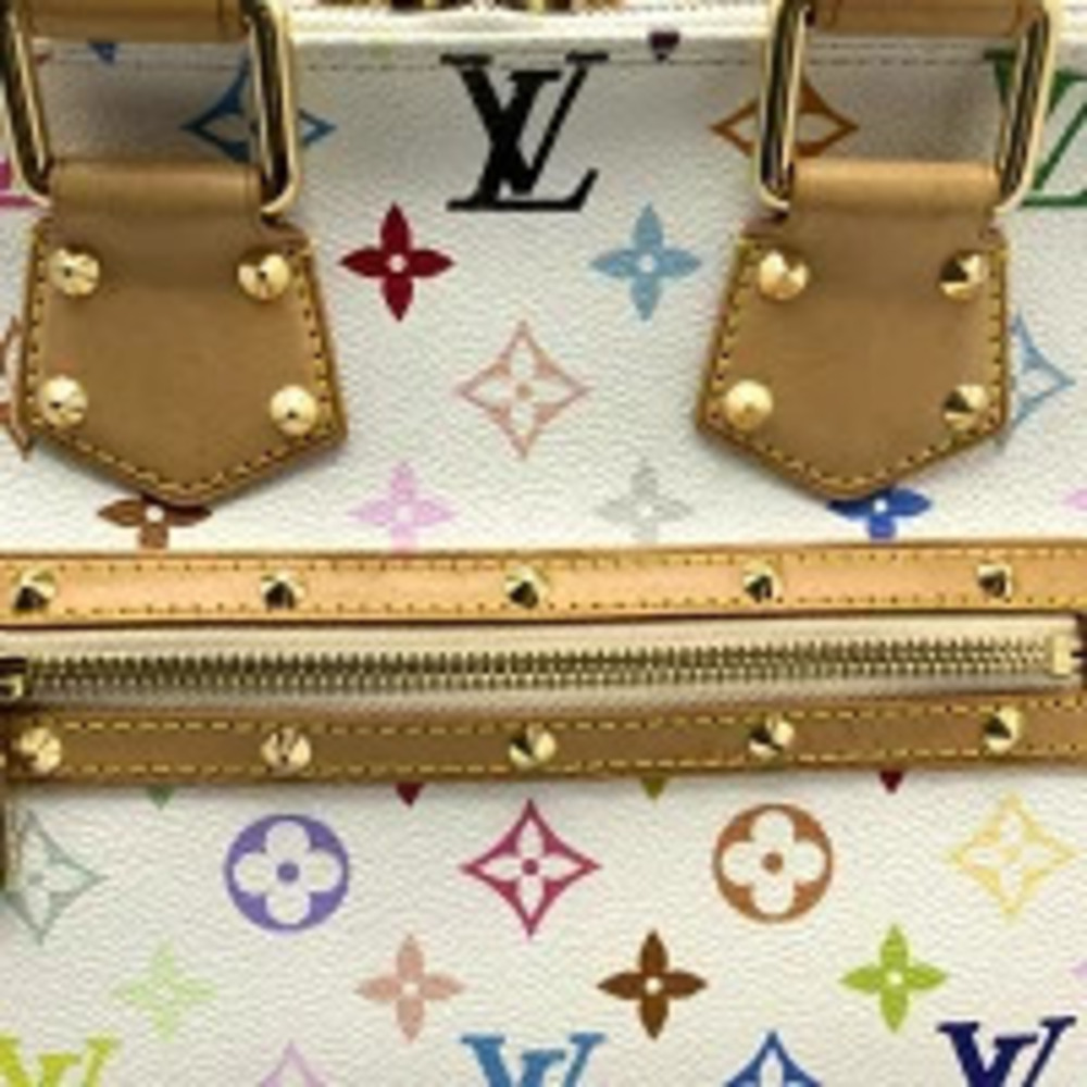 LOUIS VUITTON Multicolor Alma Blanc White Handbag White Beige Leather LV - Picture 8 of 11
